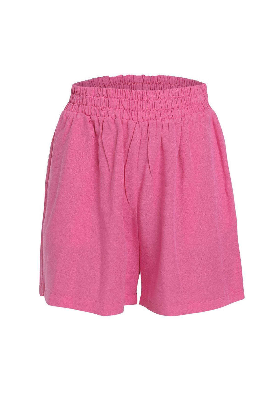 Beli Lastikli Keten Şort Şeker Pembe