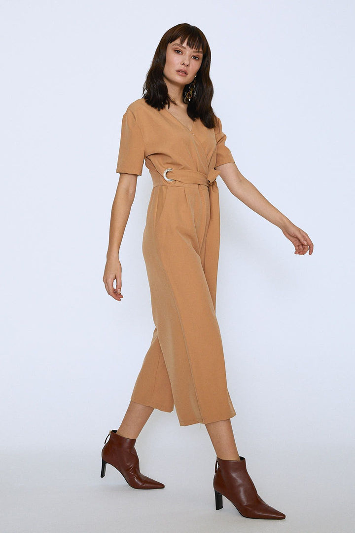 Beli Kemerli Kruvaze Tulum Camel