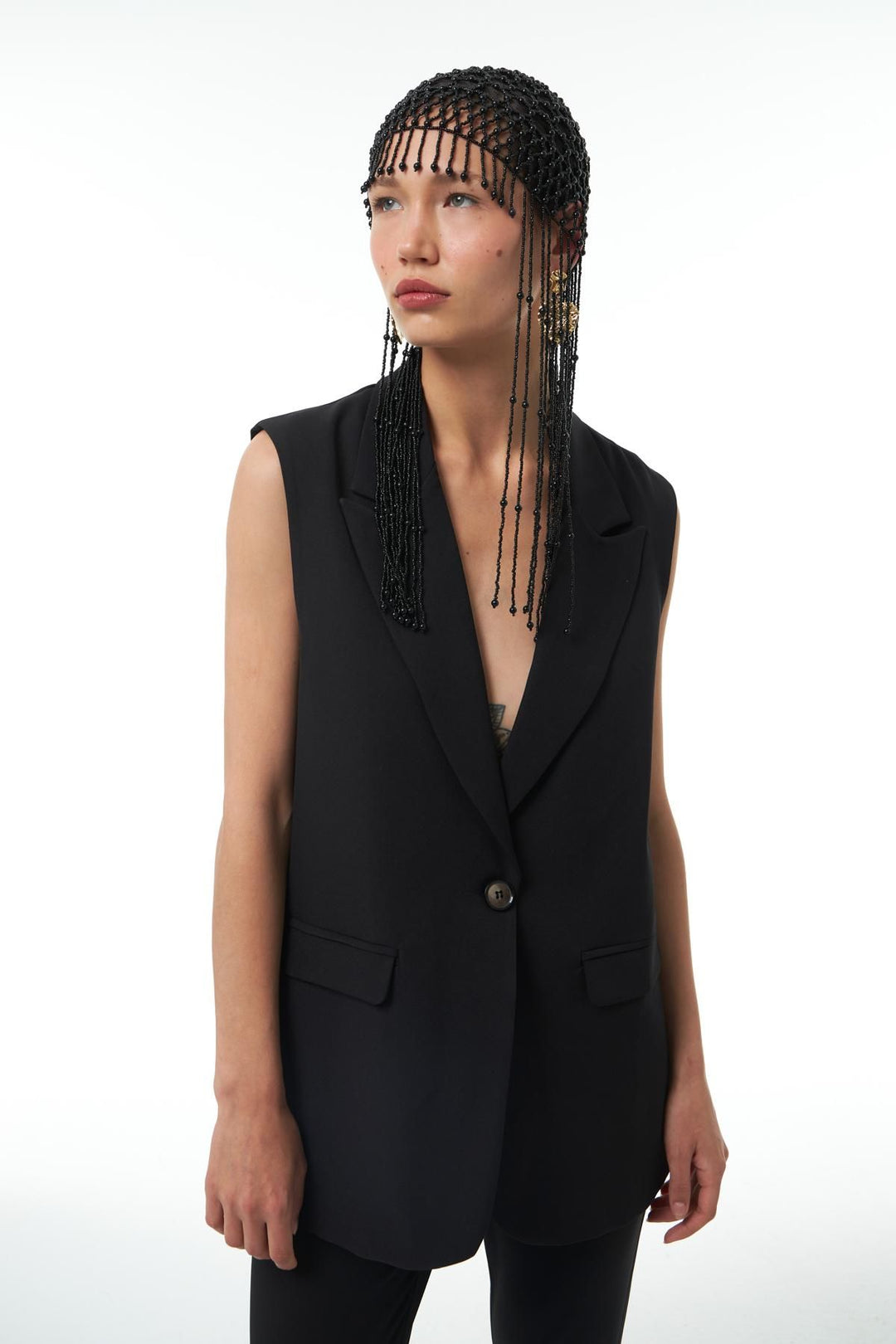 Double Breasted Vest Jacket Black