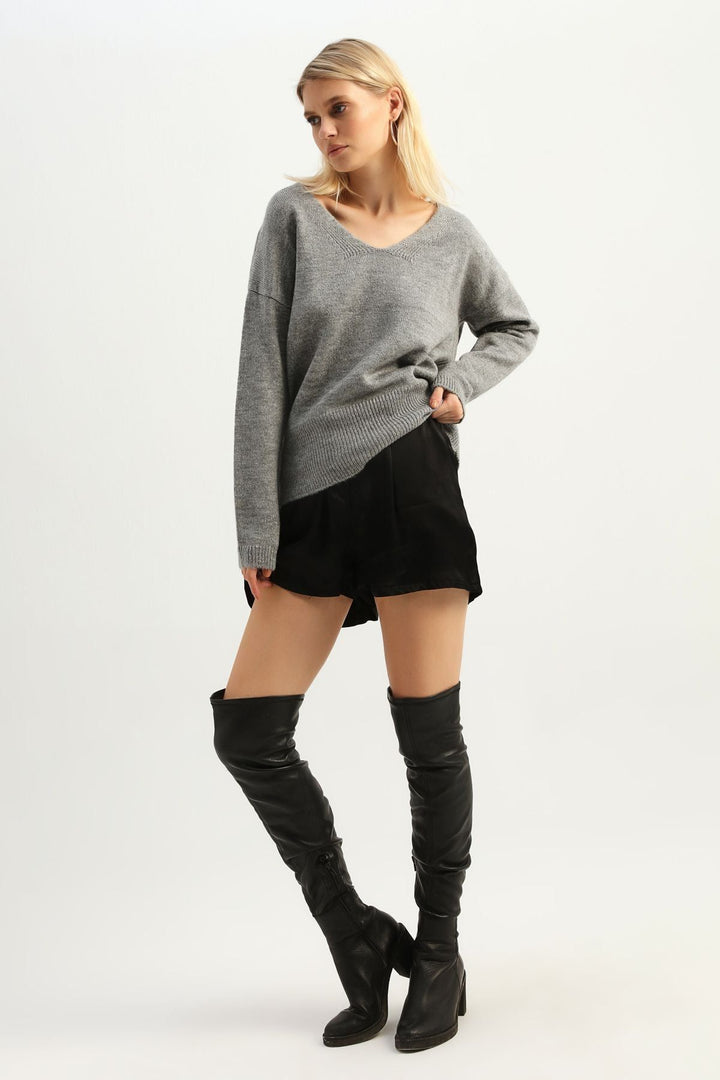 V Neck Sweater Gray