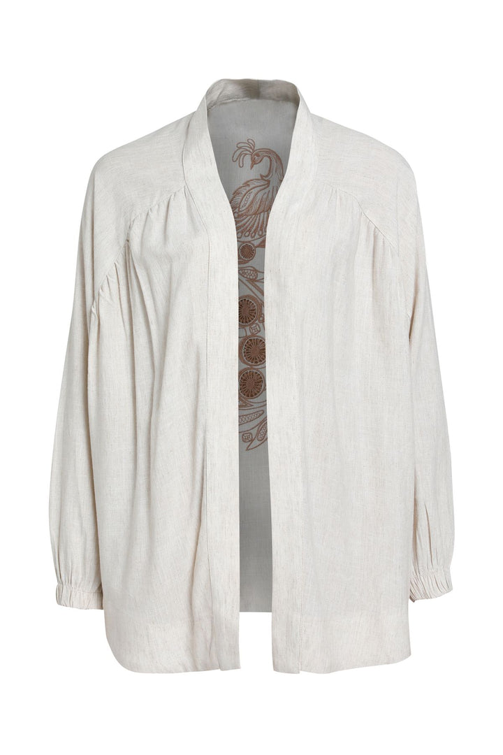 Embroidered Kimono Jacket Natural