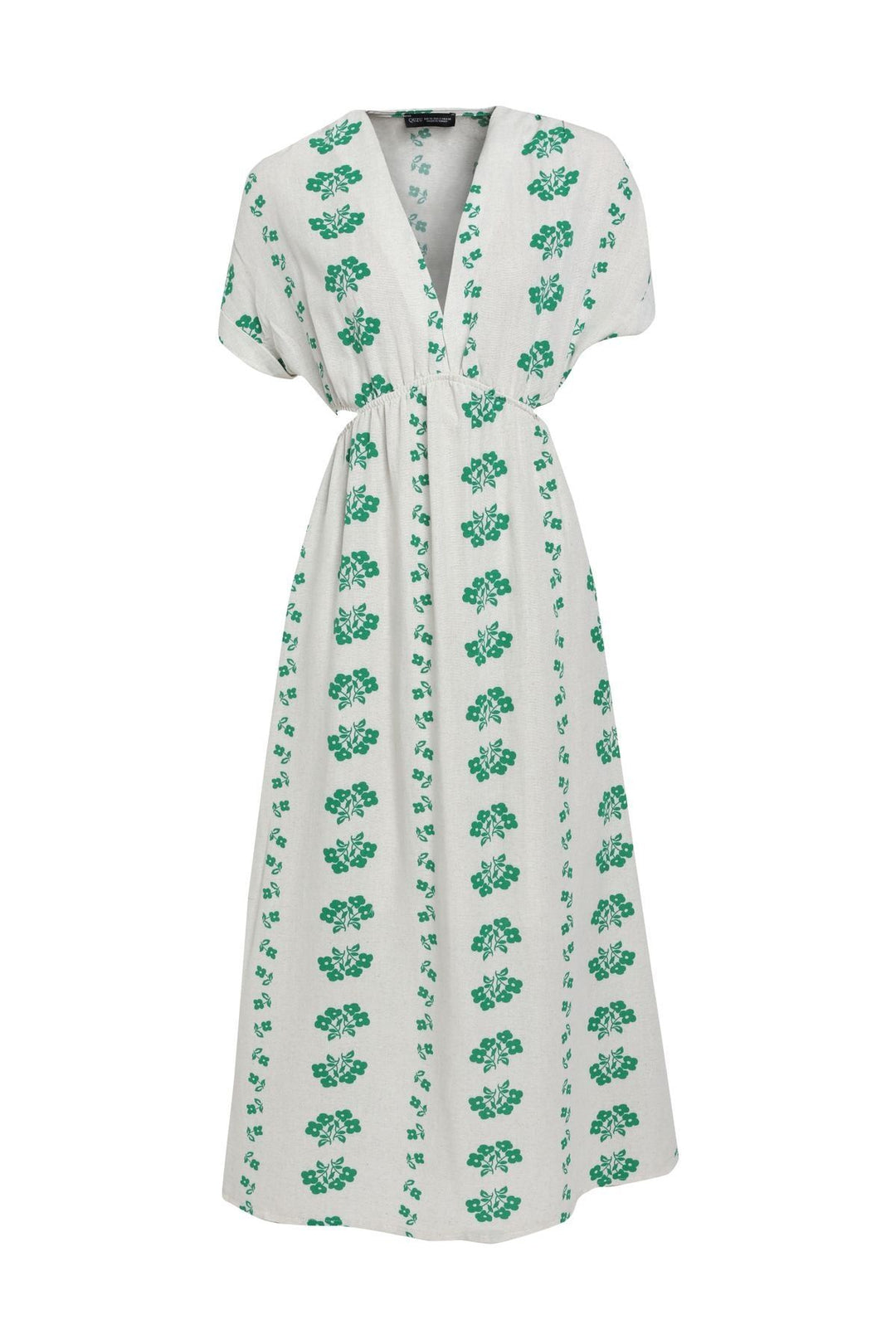 Cut Out Patterned Linen Dress Natural