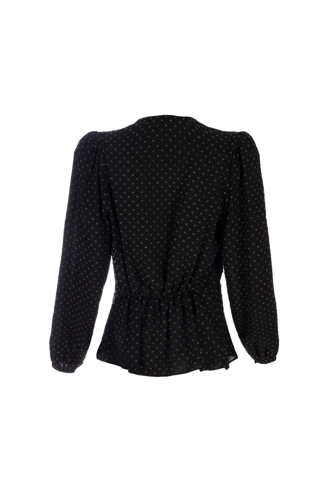 Puantiyeli Kruvaze Bluz Siyah