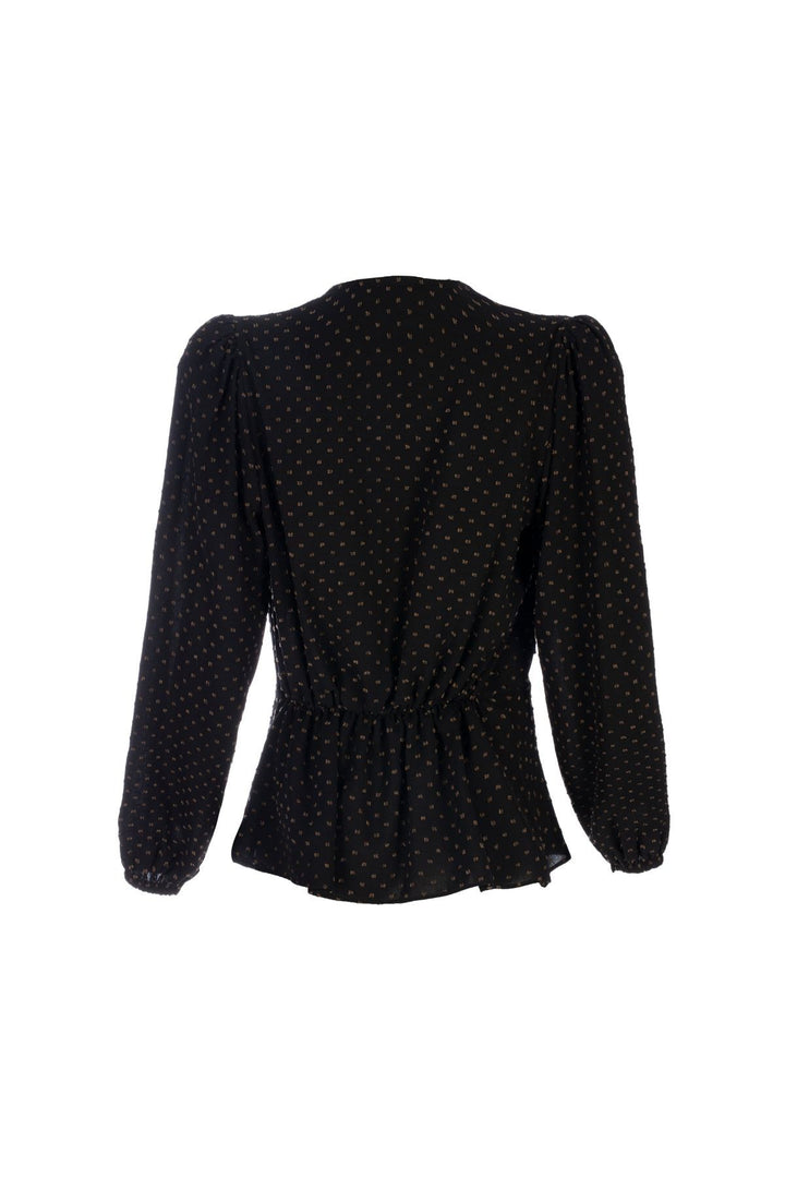 Puantiyeli Kruvaze Bluz Siyah