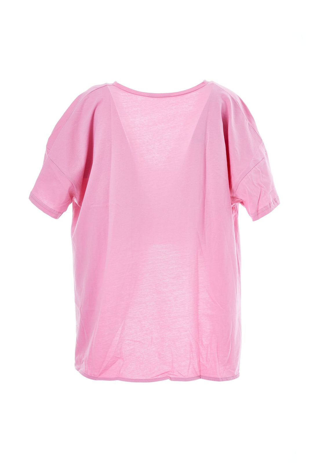 Düğüm Detaylı Tişört Şeker Pembe