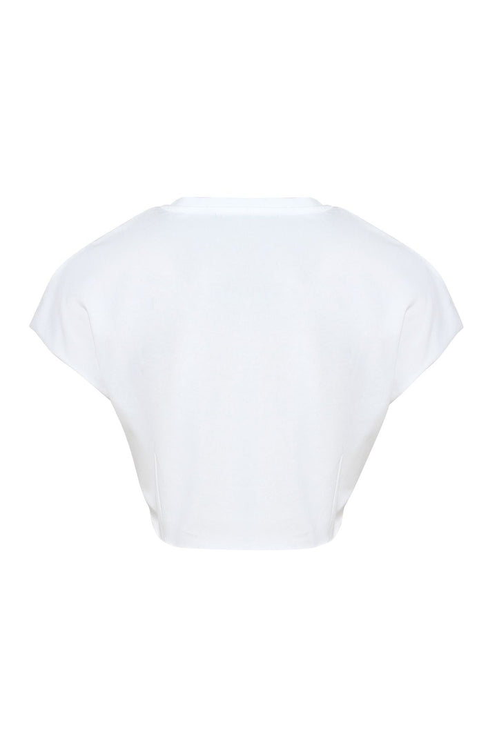 Front Printed Crop T-Shirt White