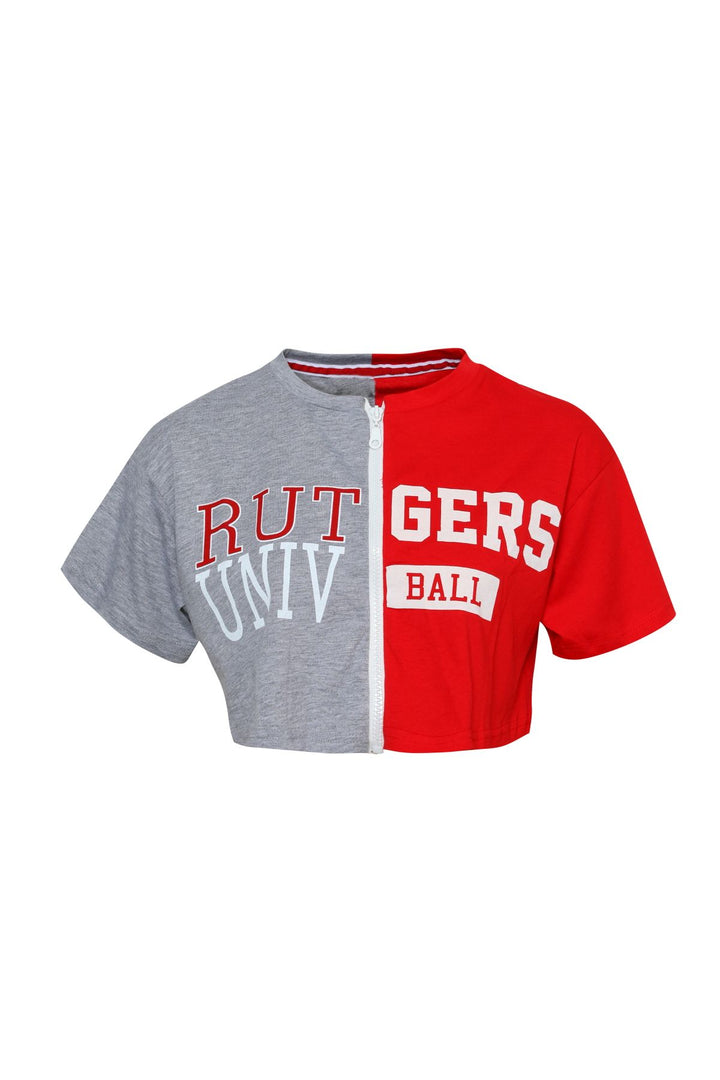 Baskılı Fermuarlı Tişört Kırmızı