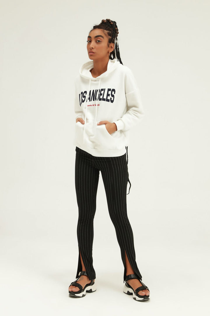 Printed Hoodie Sweatshirt White