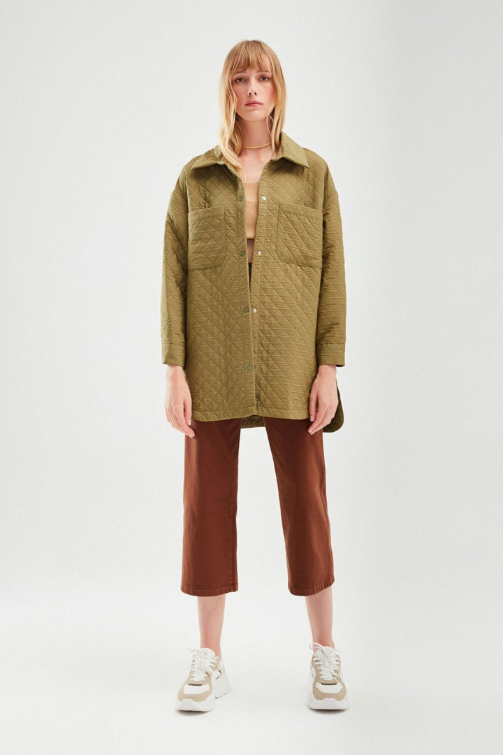 Oversize Quilted Jacket Khaki