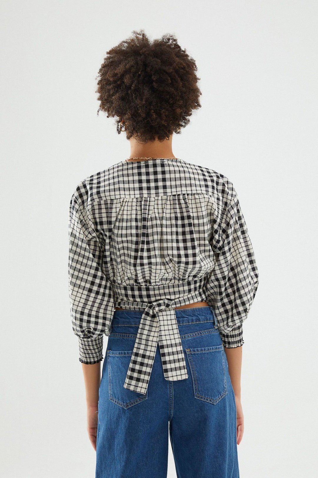 Striped Tie Blouse Black