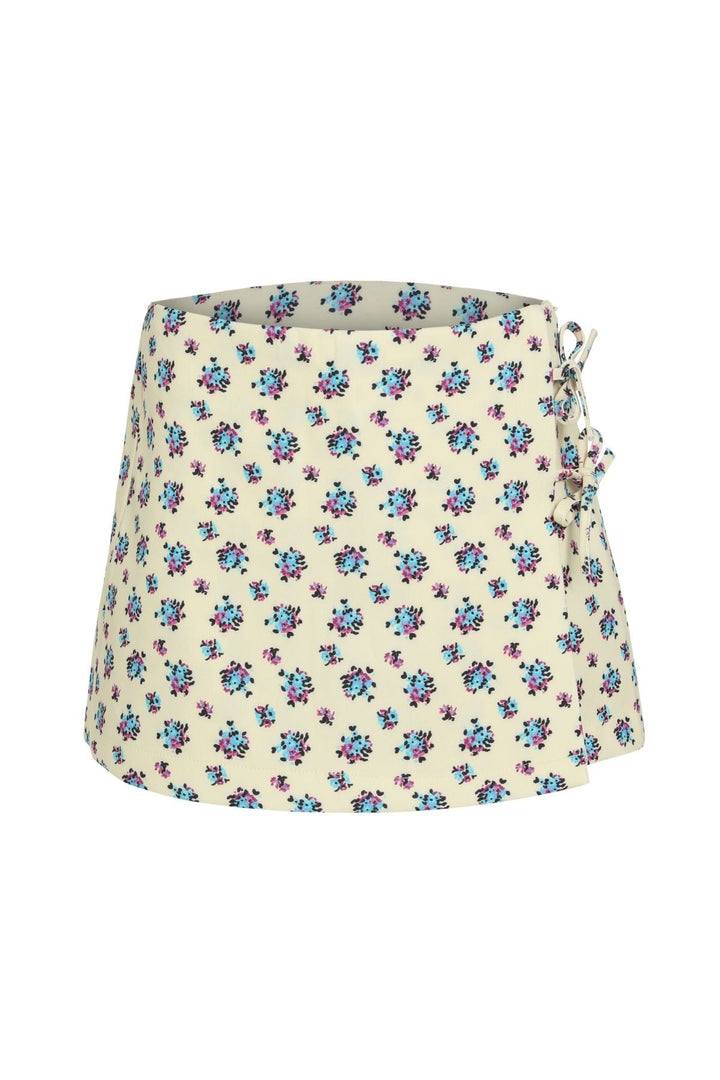 Lace Detailed Short Skirt Yellow