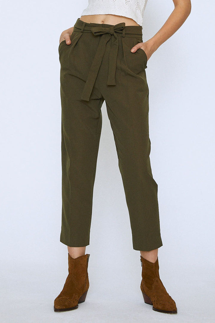 Waist Belted Trousers Khaki