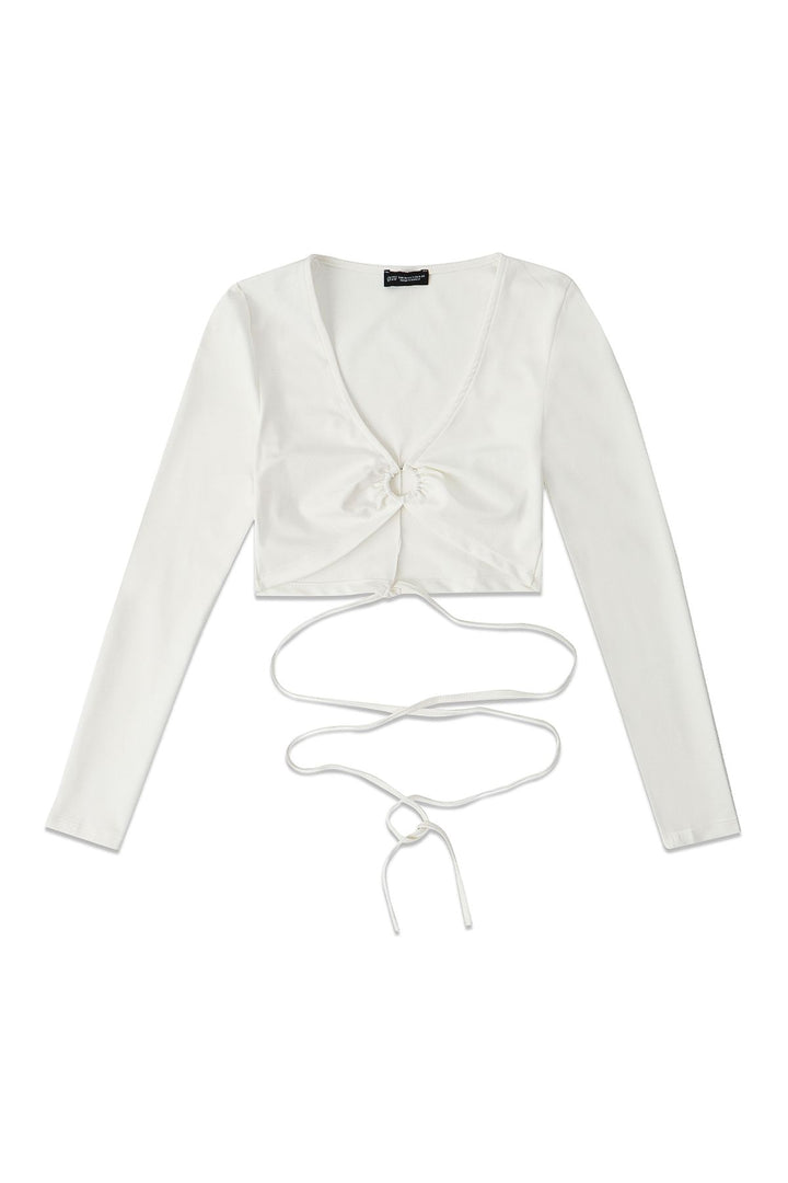 Low-cut V-Neck Blouse White