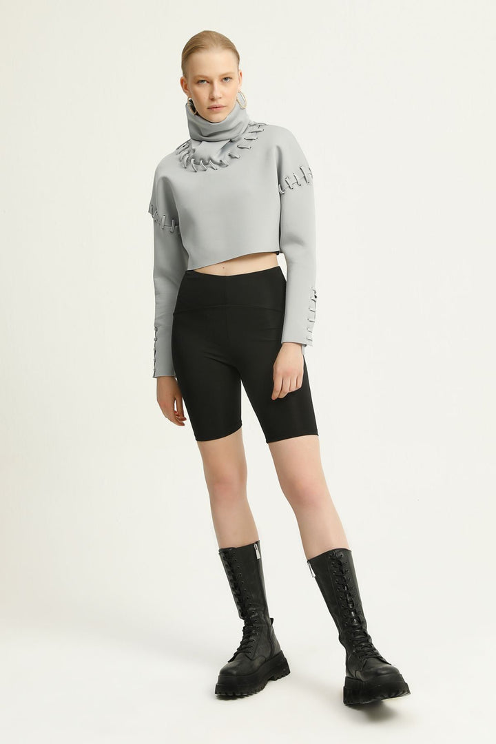 Diving Fabric Eyelet Sweatshirt Gray