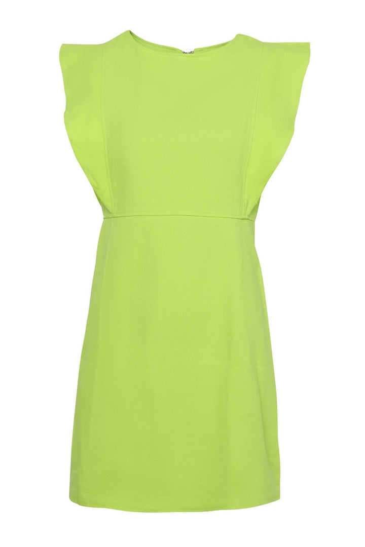Ruffled Gabardine Dress Light Green