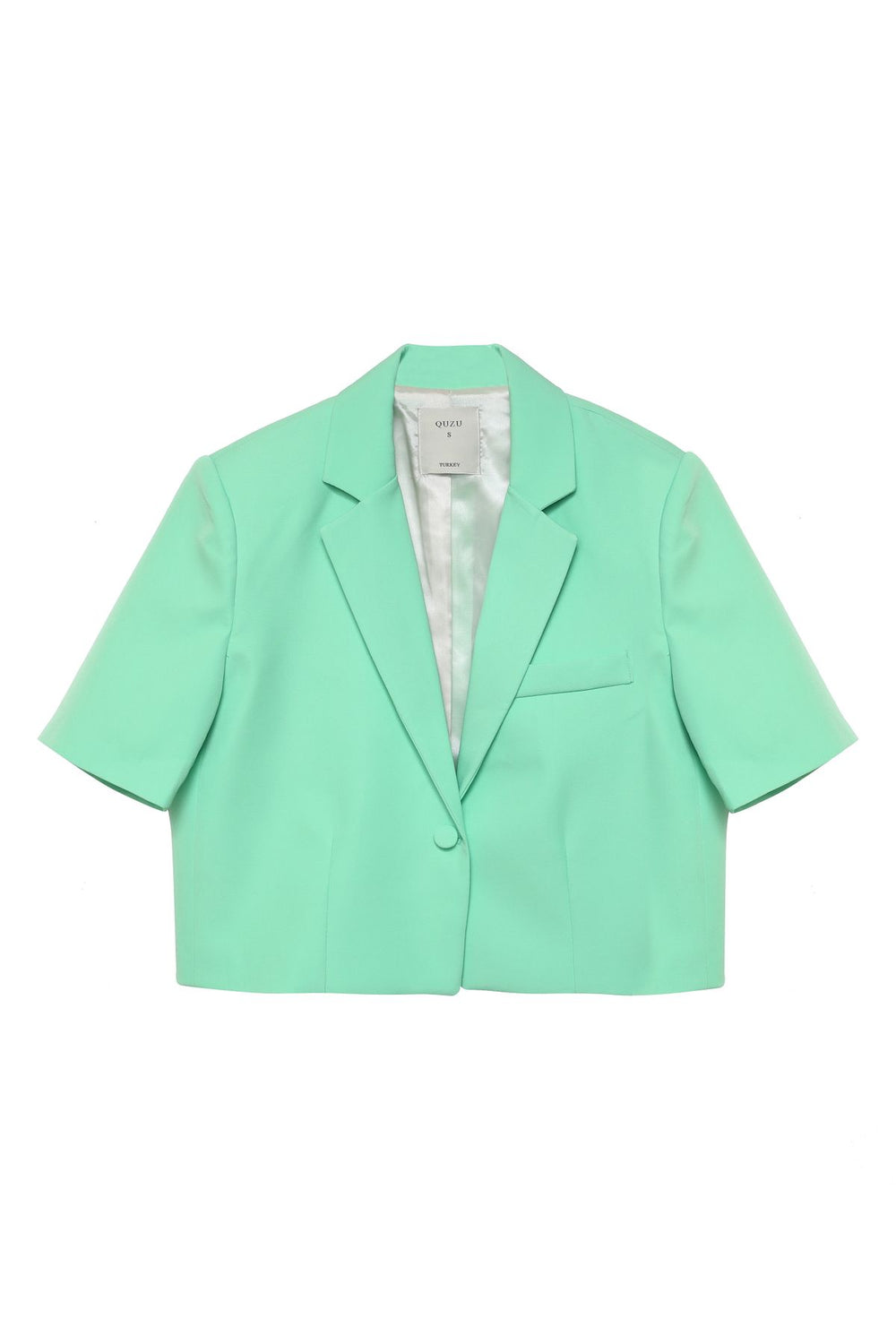 Short Sleeve Crop Blazer Jacket Apple Mint