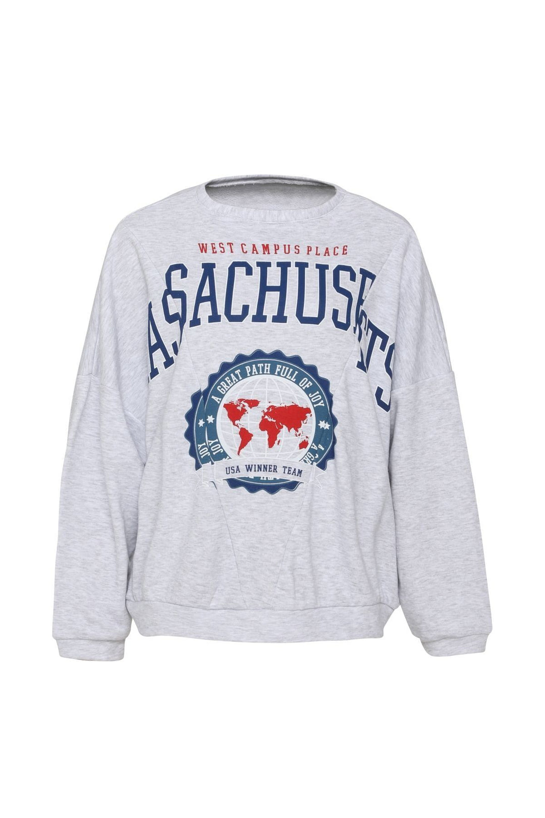 Baskılı Oversize Sweatshirt Açık Gri