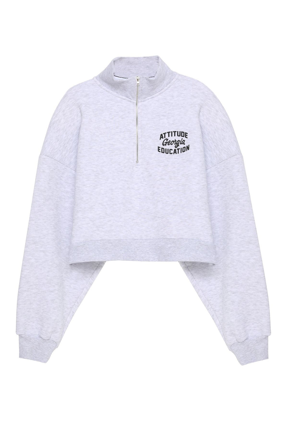 Crop Sweatshirt Gray with Text Printed on the Back