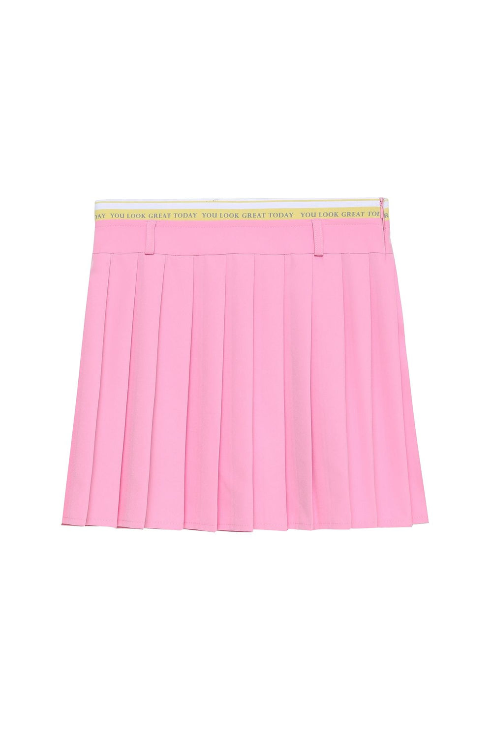 Elastic Waist Pleated Skirt Pink