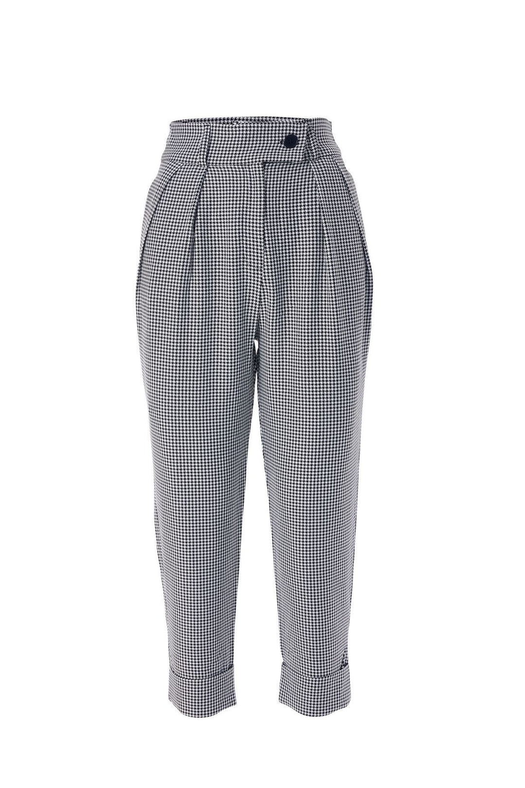 Çizgili Duble Paça Pantolon Siyah