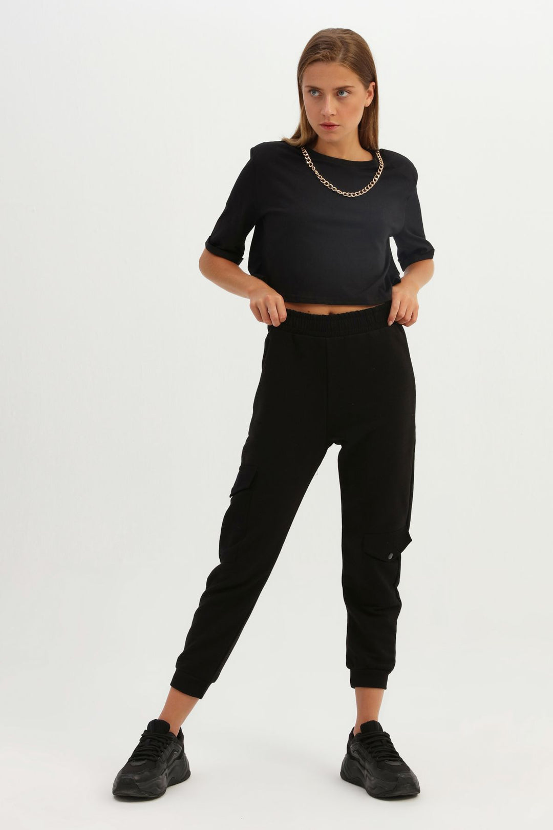 Kargo Cepli Jogger Pantolon Siyah