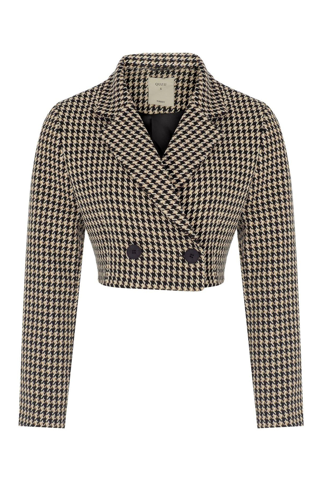 Kruvaze Crop Blazer Ceket Siyah