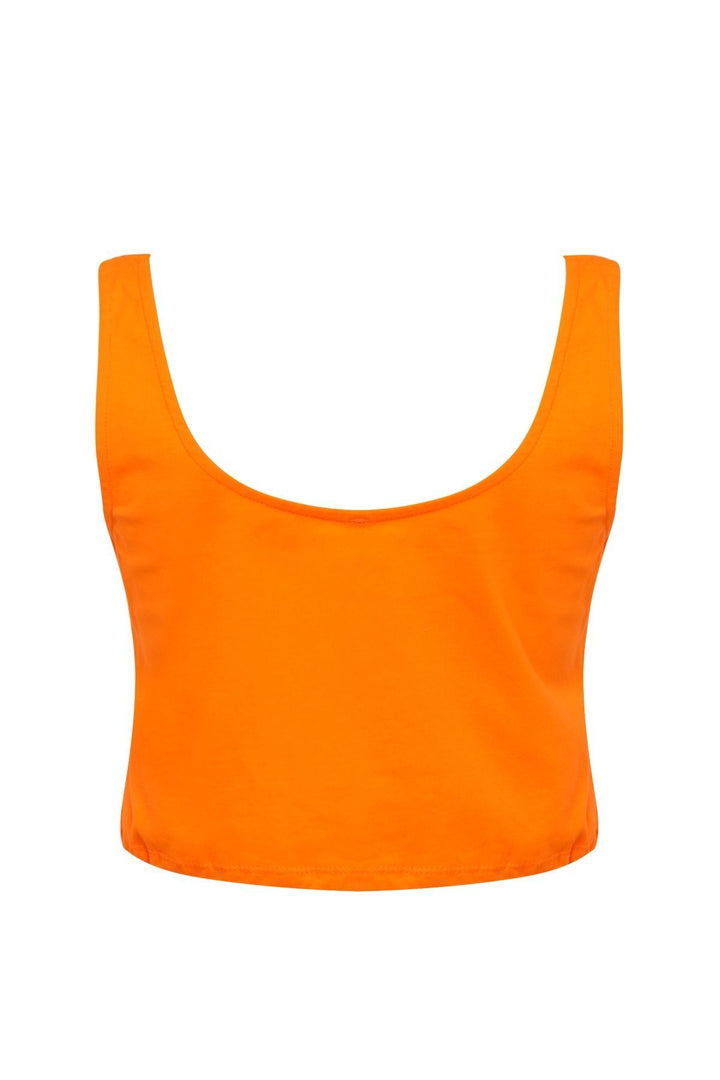 Askılı Crop Tişört Turuncu