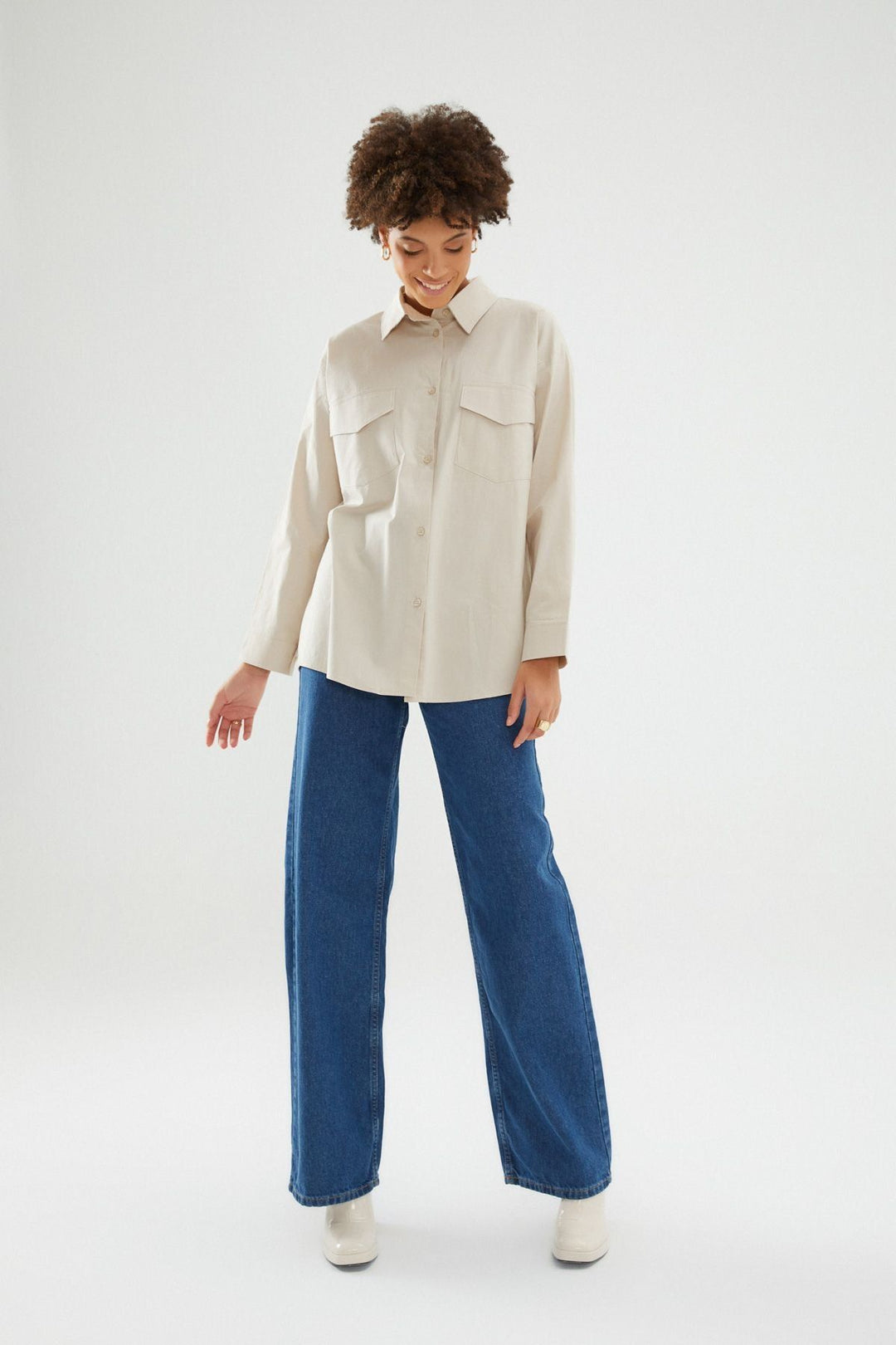 Low Back Oversize Shirt Stone