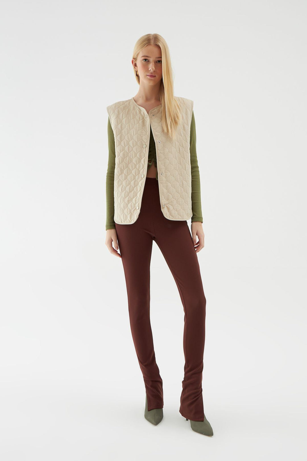 Pocket Quilted Vest Stone