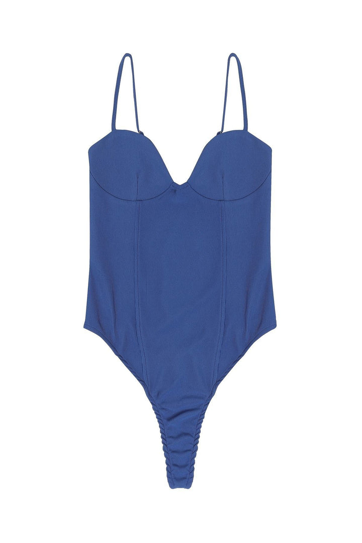 Chest Detailed Bodysuit Sax