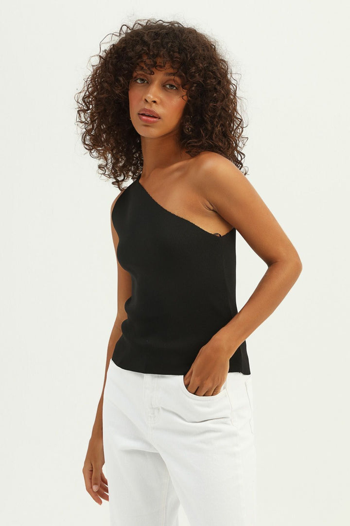 One Shoulder Knitwear Black