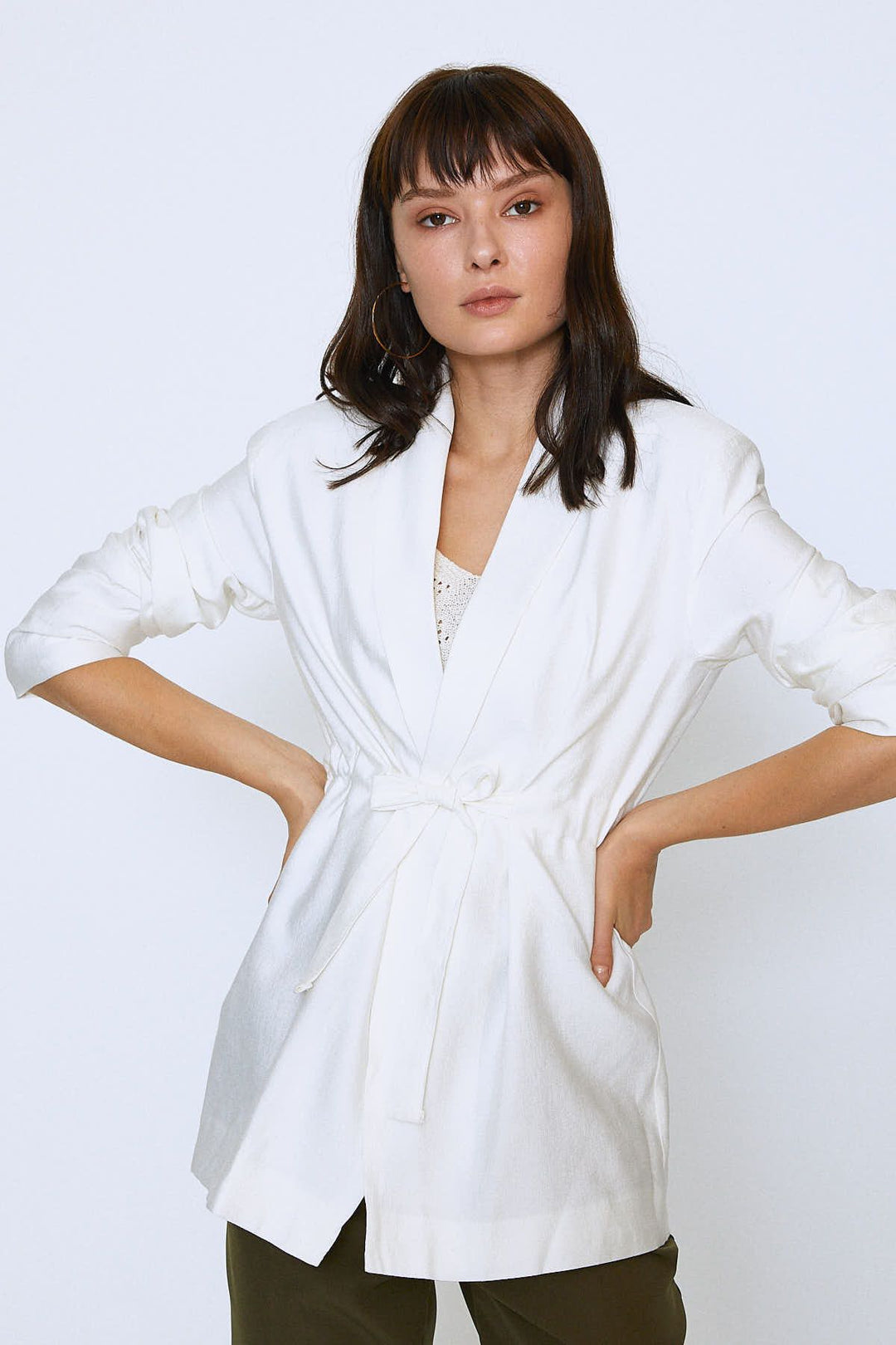 Tie Waist Jacket Ecru