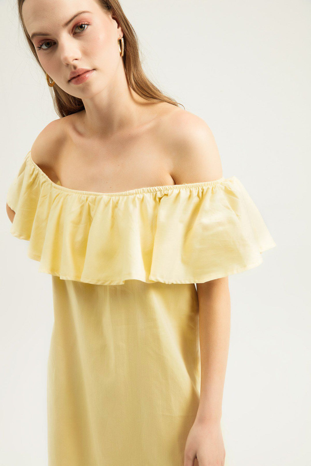 Ruffle Mini Dress Light Yellow