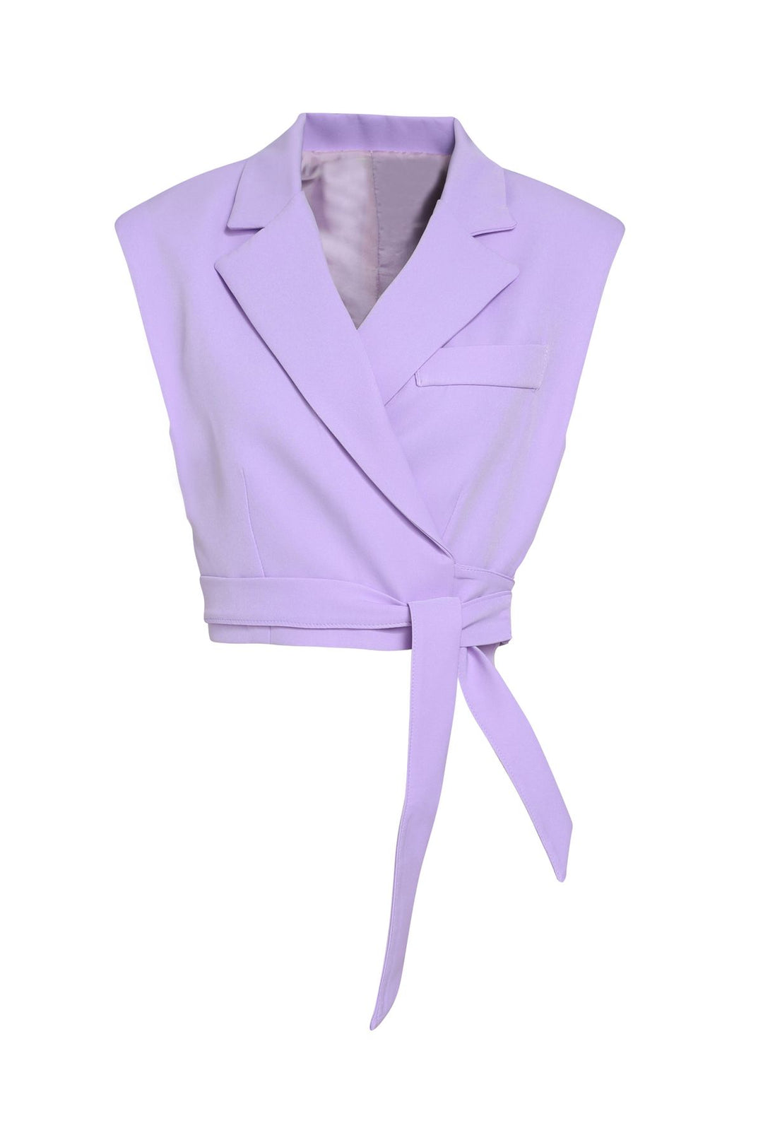 Bağlama Detaylı Crop Yelek Lila