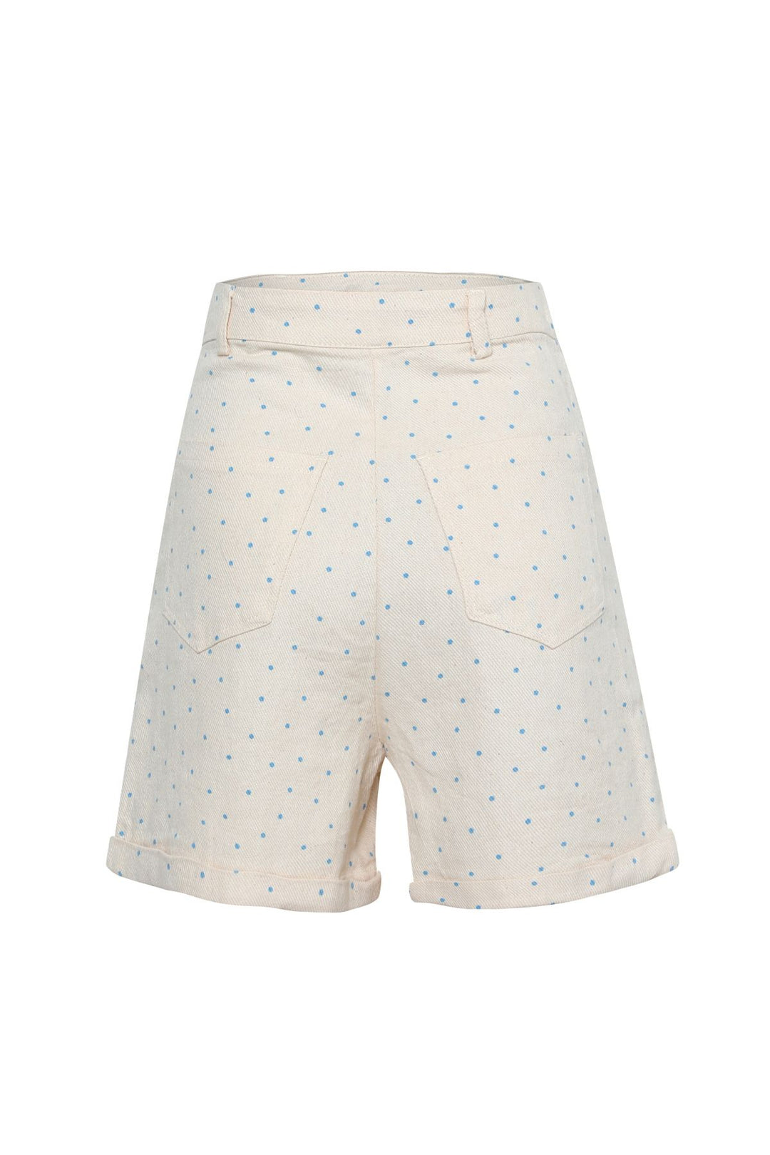 Benekli Duble Paça Şort Mavi