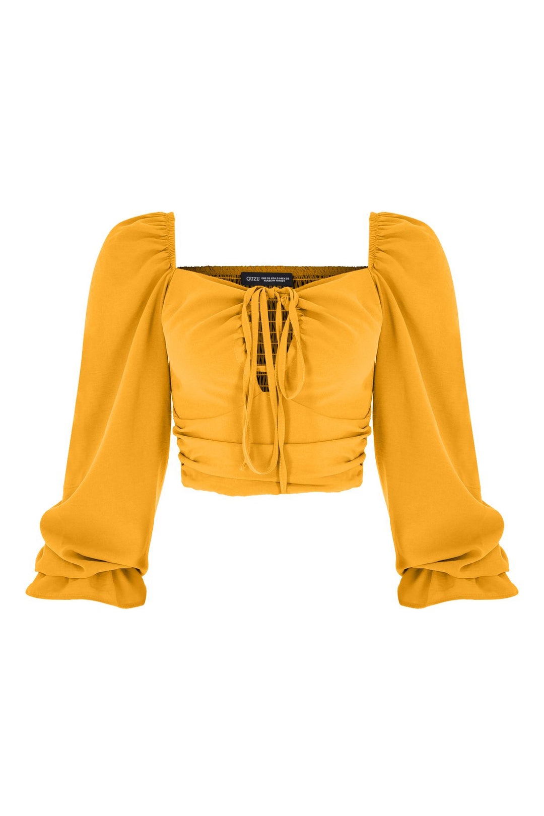 Tie Detailed Balloon Sleeve Blouse Orange