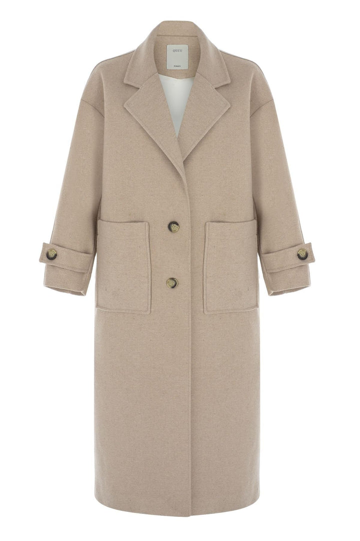 Pockets Long Oversize Coat Beige