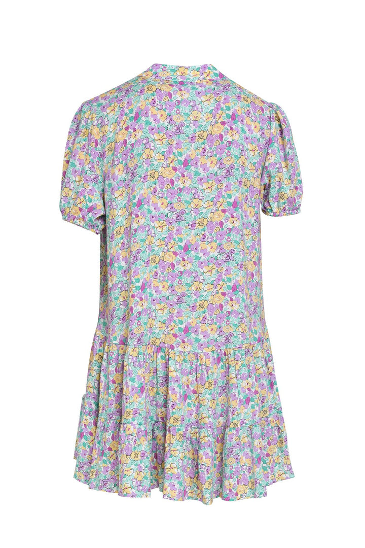 Floral Pleated Mini Dress Powder