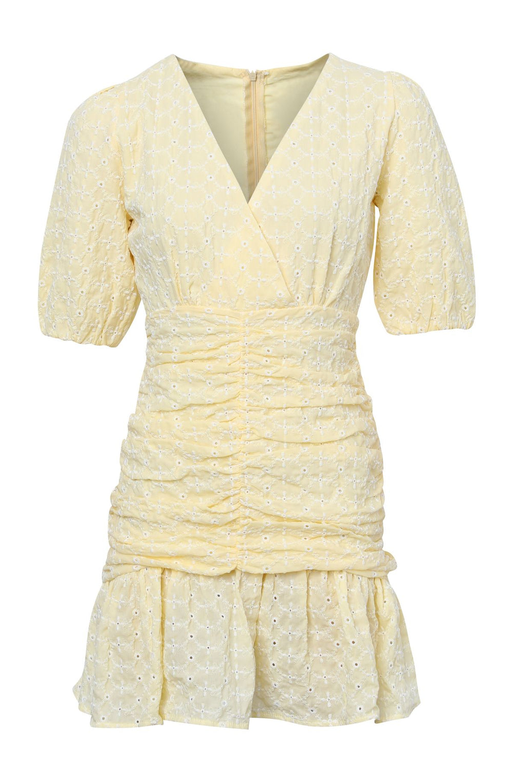 Gipe Double Breasted Guipure Dress Yellow