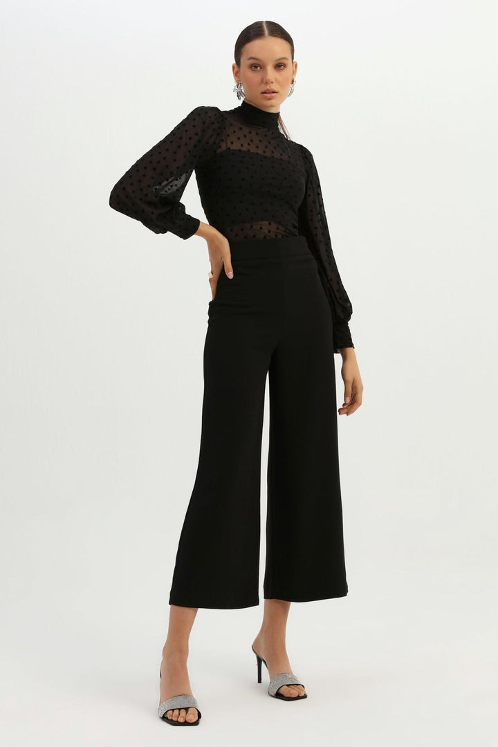 High Waist Wide Leg Trousers Black