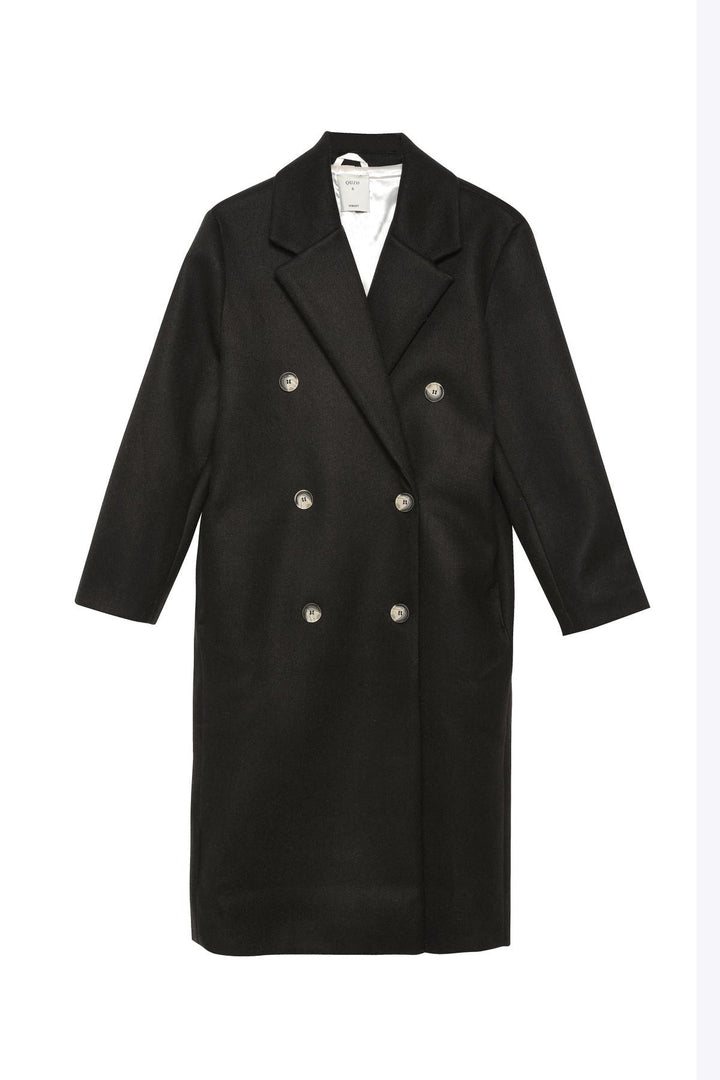 Buttoned Long Coat Black