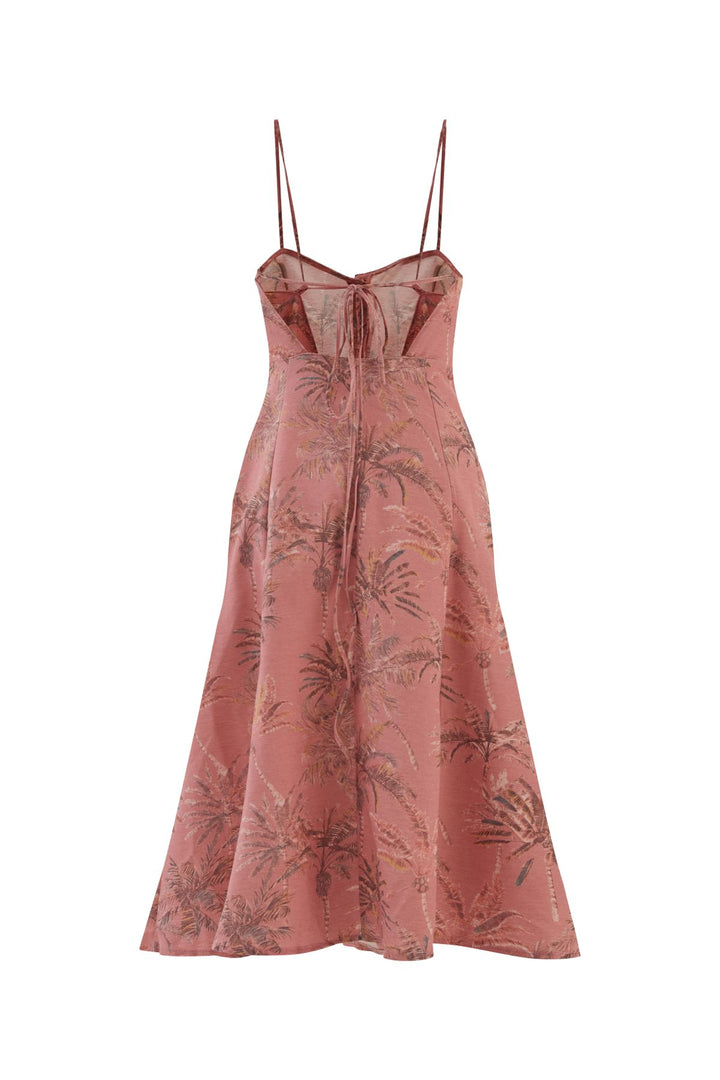 Buttoned Strap Long Dress Pink