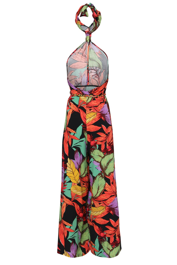 Patterned Halterneck Jumpsuit Black