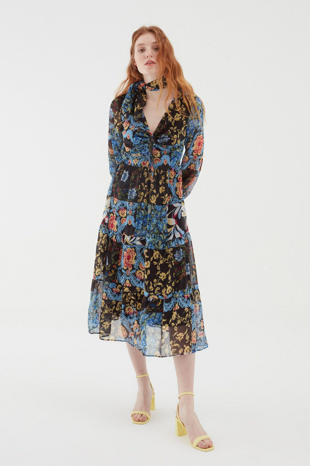 Drop Decollete Bandana Dress Blue