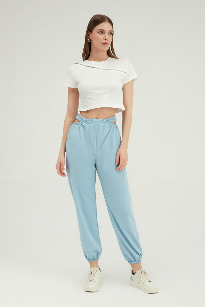 Low-cut Jogger Pants Baby Blue
