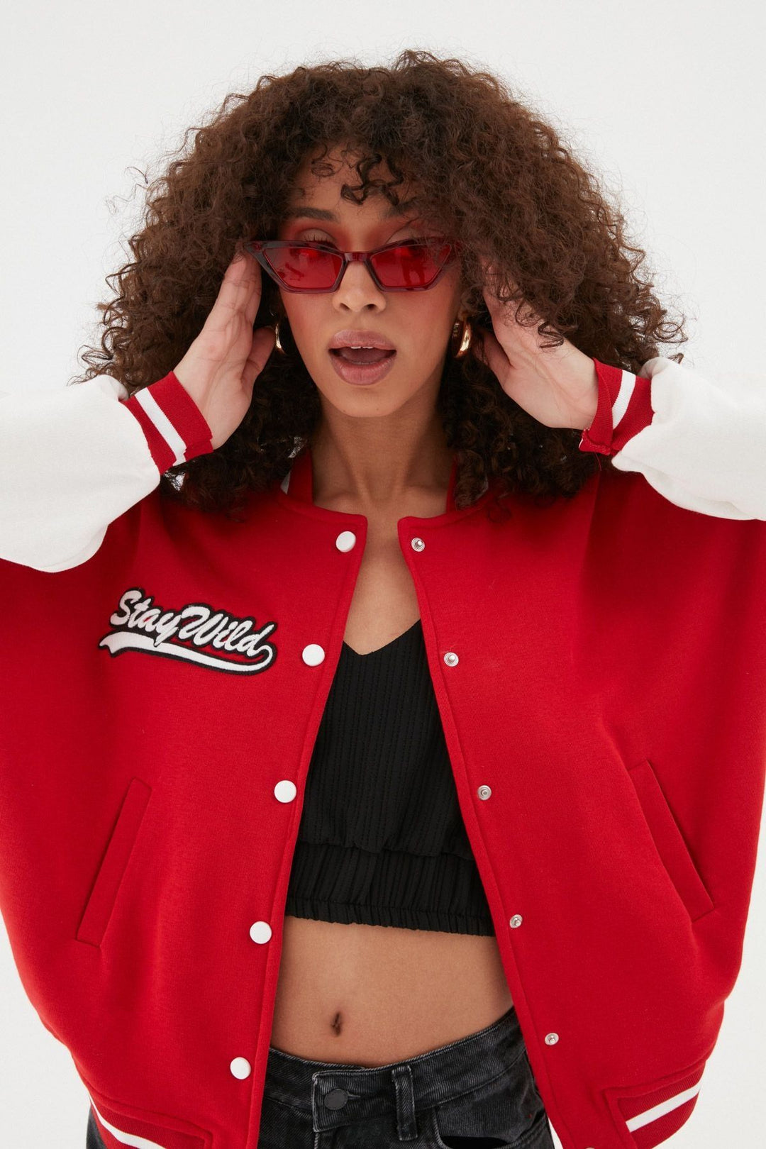 Sırtı Baskılı Bomber Ceket Kırmızı