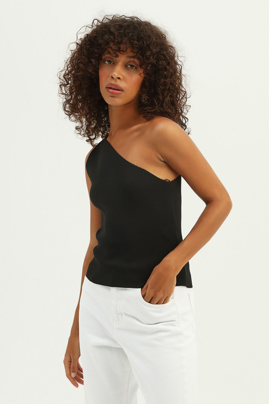 One Shoulder Knitwear Black