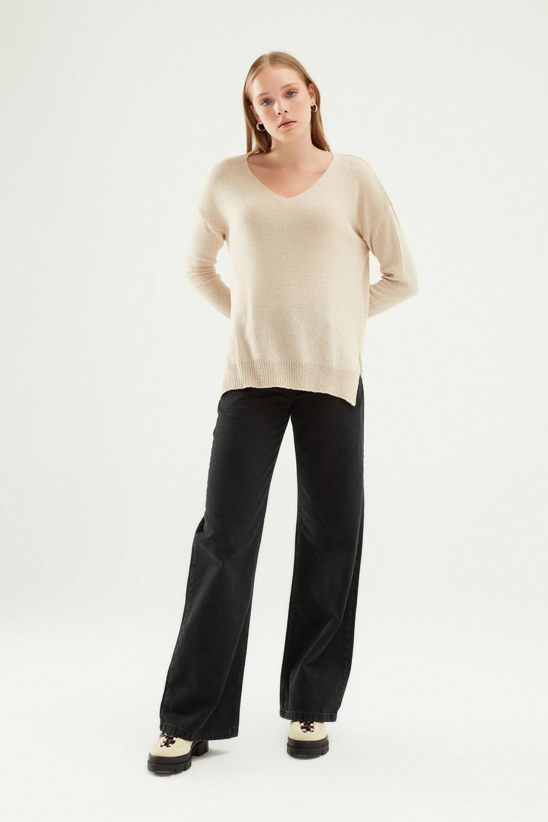 V Neck Knitwear Stone