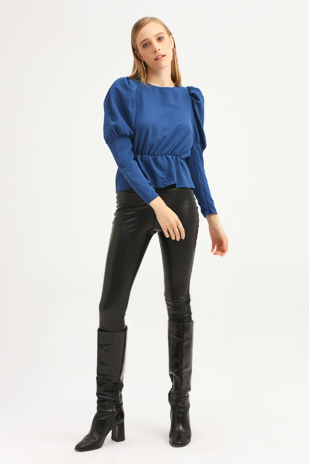 Balloon Sleeve Blouse Indigo