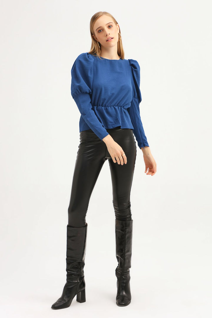 Balloon Sleeve Blouse Indigo